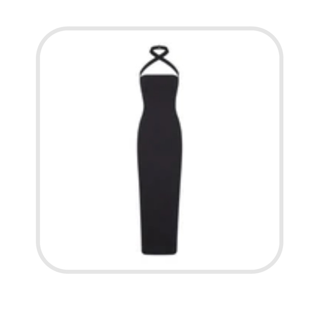 Skims Black Halter Bodycon Cocktail Dress